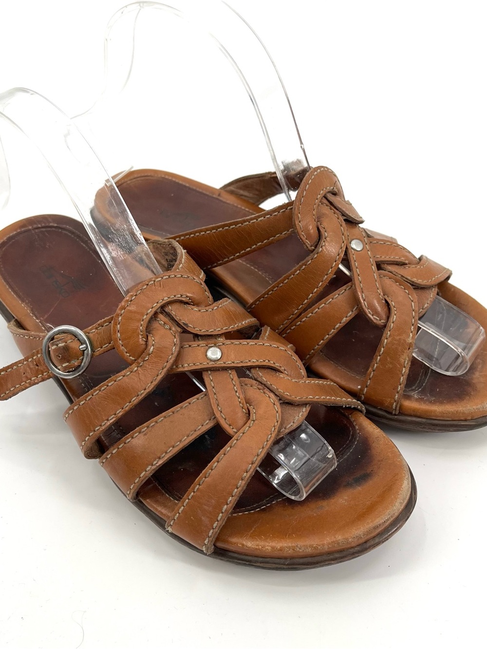 DANSKO Braided Leather Slip On Shoe 36 / 5.5-6 Comfort Open Toe Sandal Brown Tan